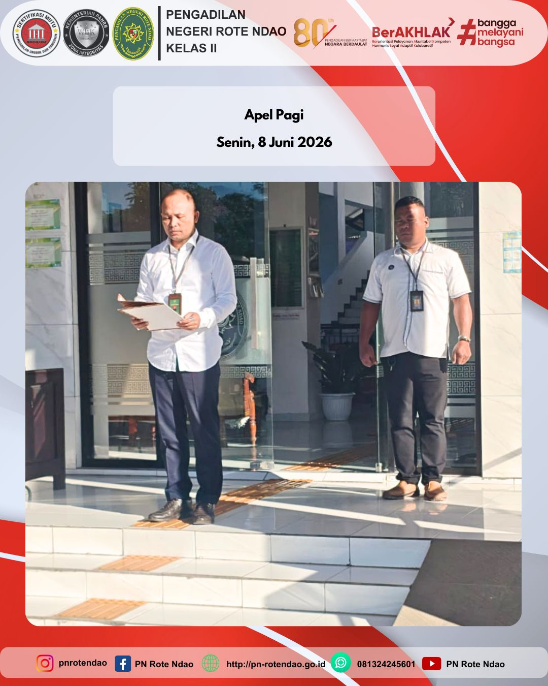 Apel Pagi dan Briefing Pagi Pada hari Senin, 8 Juni 2026